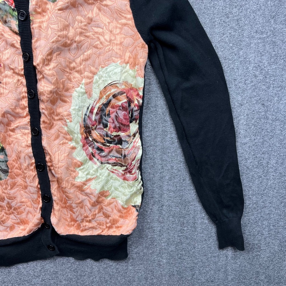 Dolce & Gabbana Sweater Women Small Black Cardigan Floral Silk Front Button Knit - Picture 11 of 16